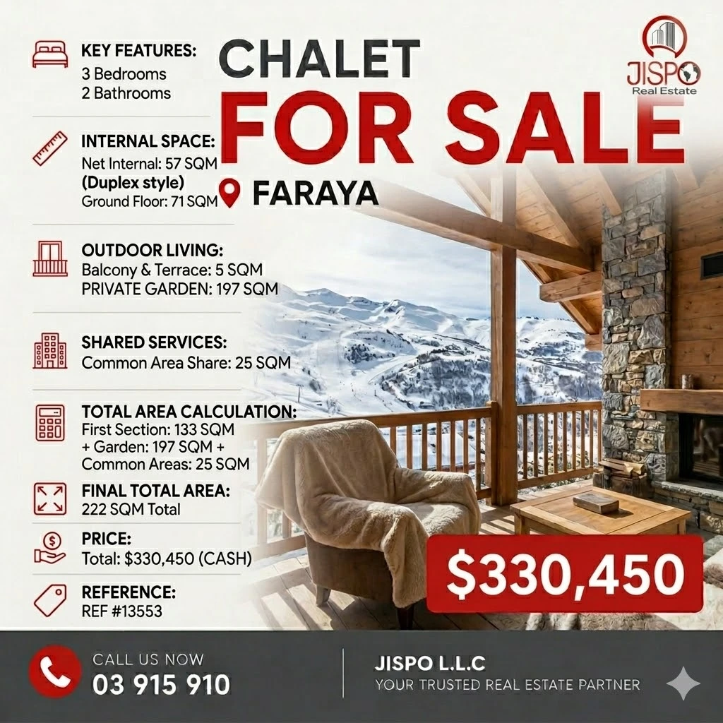 Duplex chalet under construction for sale in faraya – keserwan
