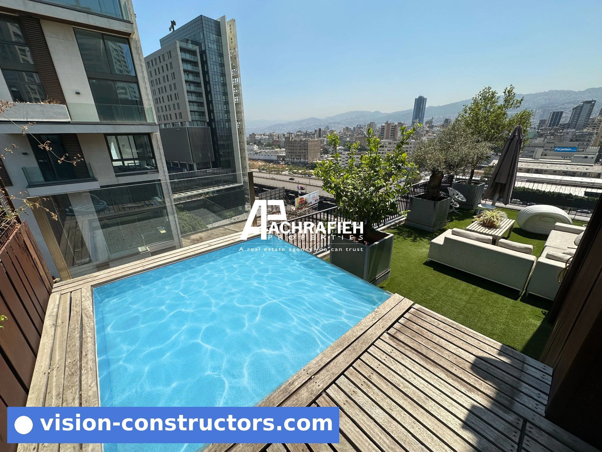 Apartment Open Mountain View | Private Pool | Terrace for sale in Achrafieh